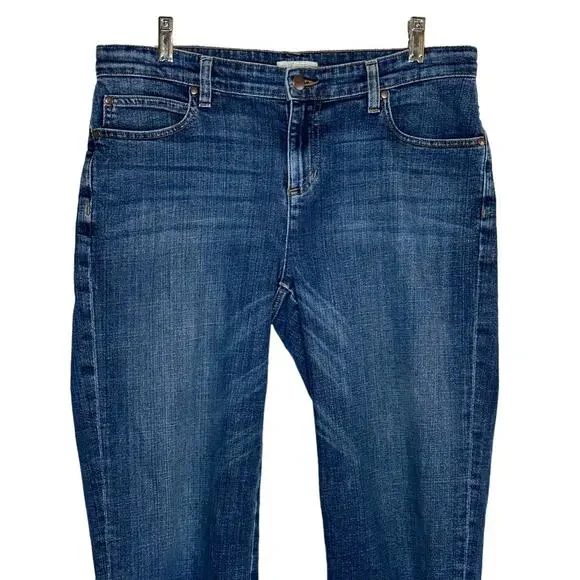 Eileen Fisher Organic Cotton Straight Cropped Cut Raw Hem Denim Jeans Size 8 - Picture 2 of 8